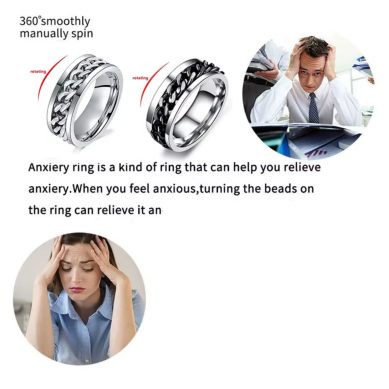 Titanium Steel Anxiety Spinner Ring – Rotating Chain Fidget Ring for Men & Women