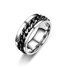 Titanium Steel Anxiety Spinner Ring – Rotating Chain Fidget Ring for Men & Women